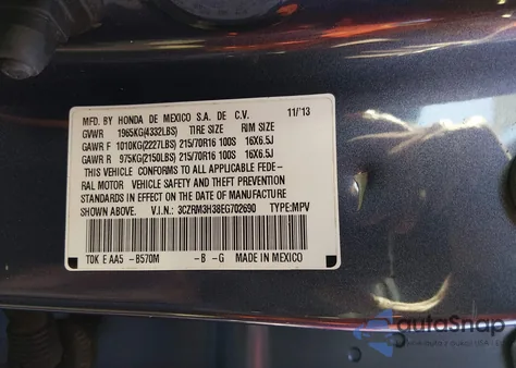 2014 Honda Cr-V Lx from USA, damaged, VIN 3CZRM3H38EG702690